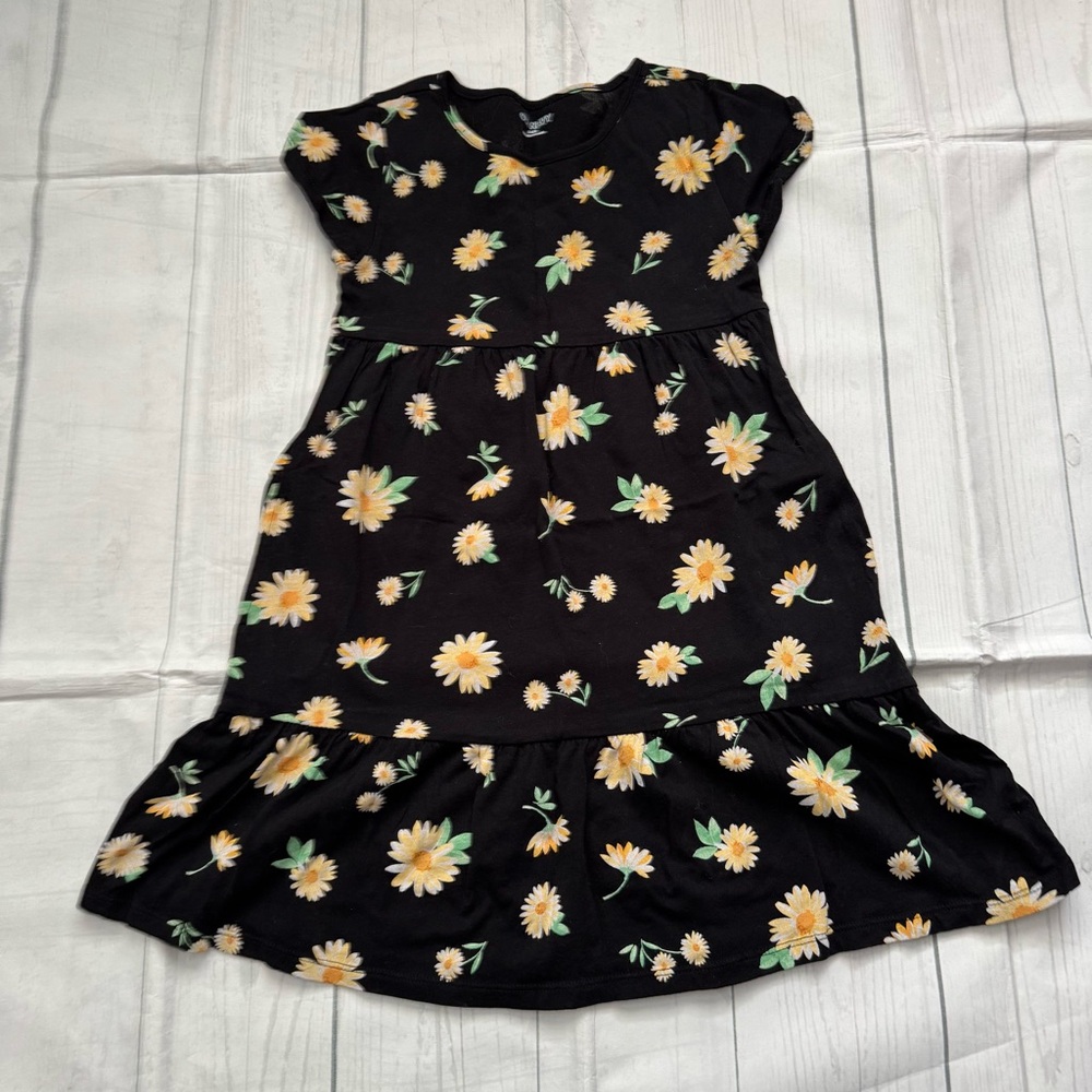 Old Navy Black with Yellow/White Daisy Size 8 Girls’ Cotton Dress